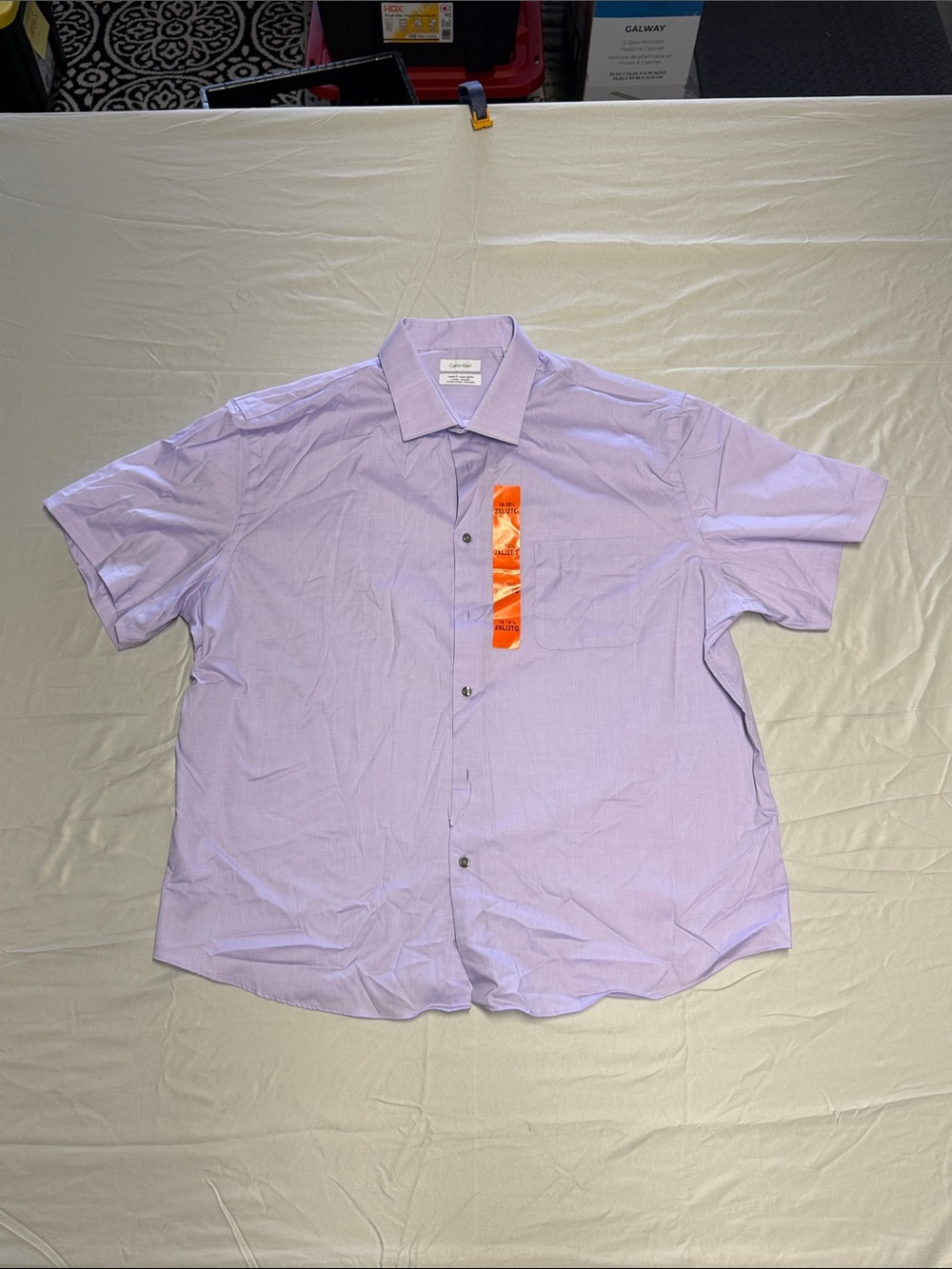 Men’s Calvin Klein Short Sleeve Button-Up Shirt - Lavender - Size 2XL